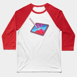 Tablet And Stylus Pencil Cartoon Baseball T-Shirt